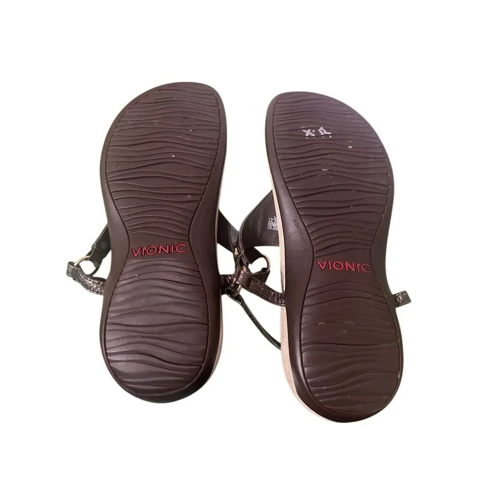Vionic Kirra sling back metallic bronze leather coastal comfort sandal sz 8.5